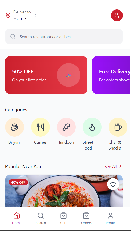 Zomato Clone UI Design